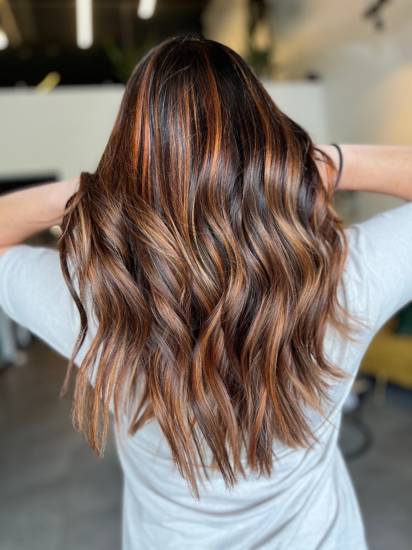 Copper ribbons on jet black
